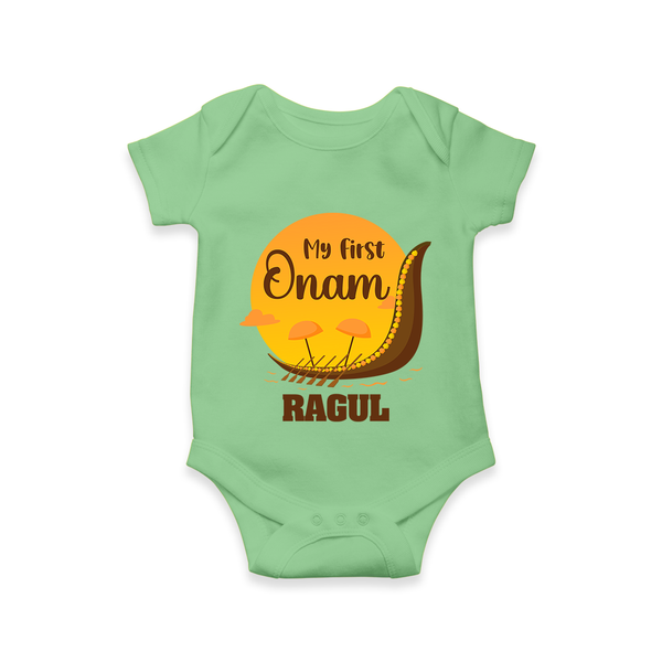My First Onam Kerala Snake Boat Romper - GREEN - New Born (Chest 14")
