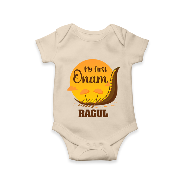 My First Onam Kerala Snake Boat Romper - IVORY - New Born (Chest 14")