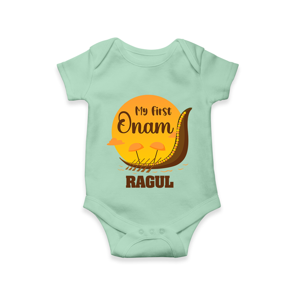My First Onam Kerala Snake Boat Romper - MINT GREEN - New Born (Chest 14")