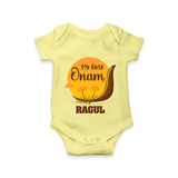 My First Onam Kerala Snake Boat Romper - PASTEL YELLOW - New Born (Chest 14")