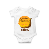 My First Onam Kerala Snake Boat Romper - WHITE - New Born (Chest 14")