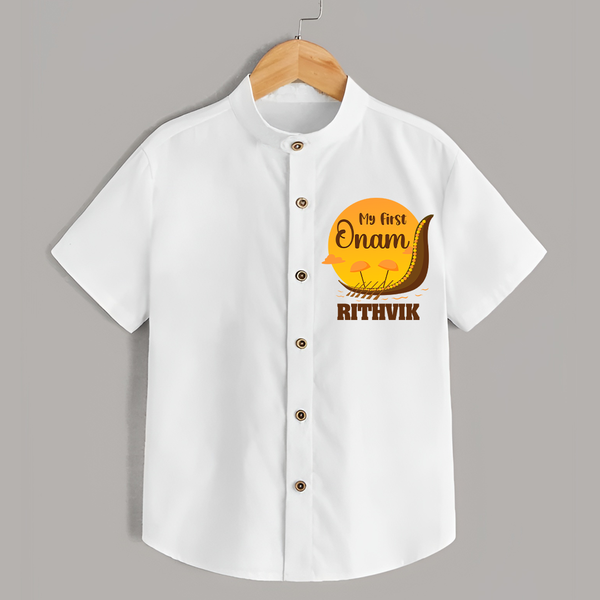 My 1st Onam Celebration Shirt | Custom Baby Shirt for First Onam - WHITE - 0 - 6 Months Old (Chest 23")