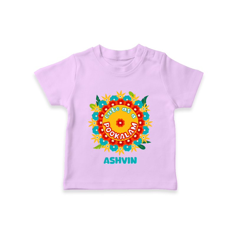 Cute As A Pookalam - Customised T-Shirt for kids - LILAC - 0-5Month Old (Chest 17")