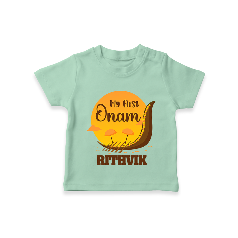 My 1st Onam Celebration T-Shirt | Custom Baby T-Shirt for First Onam - MINT GREEN - 0-5 Months Old (Chest 17")
