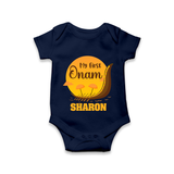 My 1st Onam Celebration Romper / Onesie | Custom Baby Romper / Onesie for First Onam - NAVY BLUE - New Born (Chest 14")