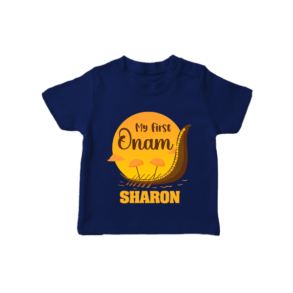 My 1st Onam Celebration T-Shirt | Custom Baby T-Shirt for First Onam - NAVY BLUE - 0-5 Months Old (Chest 17")