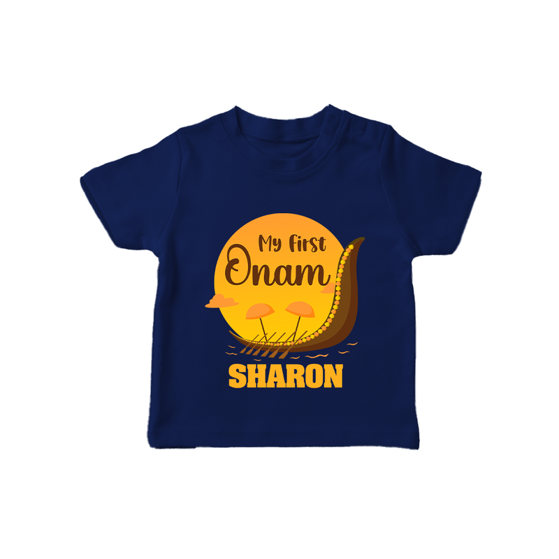 My 1st Onam Celebration T-Shirt | Custom Baby T-Shirt for First Onam - NAVY BLUE - 0-5 Months Old (Chest 17")