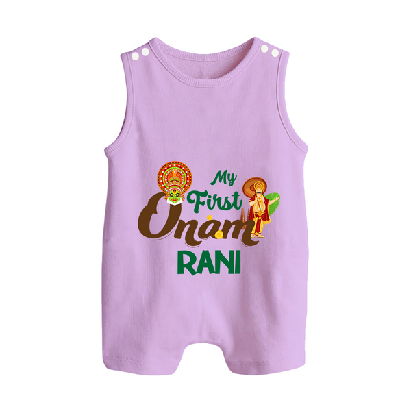 My First Onam Baby Romper Suit / Sleeveless Romper | Customizable Romper Suit / Sleeveless Romper for Onam Celebrations - LILAC - 0 - 5 Months Old (Chest 18")