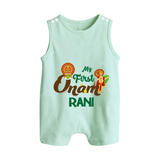 My First Onam Baby Romper Suit / Sleeveless Romper | Customizable Romper Suit / Sleeveless Romper for Onam Celebrations - MINT GREEN - 0 - 5 Months Old (Chest 18")