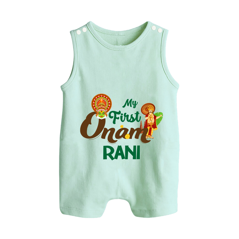 My First Onam Baby Romper Suit / Sleeveless Romper | Customizable Romper Suit / Sleeveless Romper for Onam Celebrations - MINT GREEN - 0 - 5 Months Old (Chest 18")