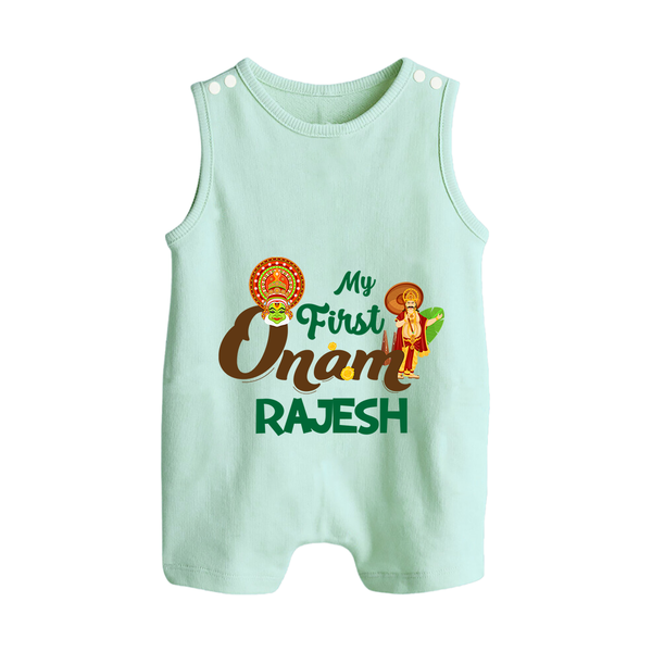 My First Onam Kathakali & King Mahabali Button Romper - MINT GREEN - New Born (Chest 18")