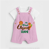 My First Onam Baby Dungaree Set | Customizable Dungaree Set for Onam Celebrations - BABY PINK - 0 - 5 Months Old (Chest 18")