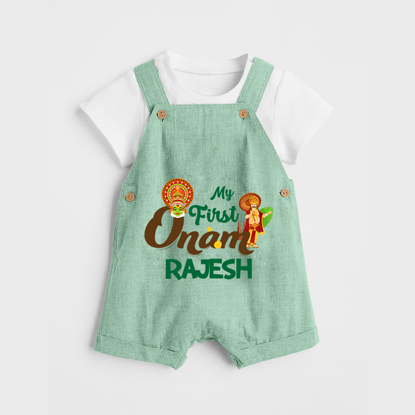My First Onam Kathakali & King Mahabali Dungaree - MINT GREEN - 0 - 5 Months Old (Chest 18")