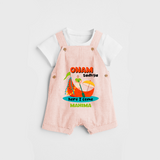 Onam Sadhya Is Here - Customised Dungaree for kids - PEACH - 0 - 5 Months Old (Chest 18")