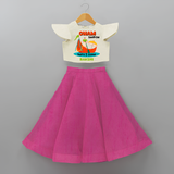 Onam Sadhya Is Here - Customised Crop Top and Skirt for kids - FUSCHIA - 0-6 Month Old (Chest 20") (Frock Waist 20")