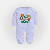 My First Onam Kathakali & King Mahabali Full Body Suit - BABY BLUE - New Born (Chest 7.5")