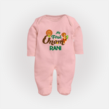 My First Onam Baby Sleep Suit | Customizable Sleep Suit for Onam Celebrations - BABY PINK - New Born (Chest 7.5")