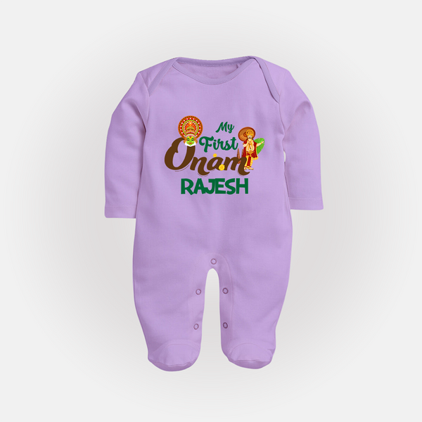 My First Onam Kathakali & King Mahabali Full Body Suit - LILAC - New Born (Chest 7.5")