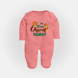 My First Onam Kathakali & King Mahabali Full Body Suit - PEACH - New Born (Chest 7.5")