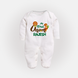 My First Onam Kathakali & King Mahabali Full Body Suit - WHITE - New Born (Chest 7.5")