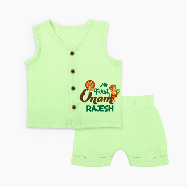 My First Onam Kathakali & King Mahabali Jabla Shorts Set - PASTEL GREEN - 0 - 3 Months Old (Chest 9.8")