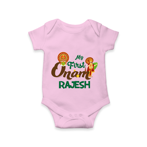 My First Onam Kathakali & King Mahabali Romper - BABY PINK - New Born (Chest 14")