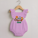 My First Onam Baby Romper Frock | Customizable Romper Frock for Onam Celebrations - BABY PINK - 0 - 3 Months Old (Chest 19")
