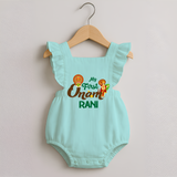 My First Onam Baby Romper Frock | Customizable Romper Frock for Onam Celebrations - MINT GREEN - 0 - 3 Months Old (Chest 19")