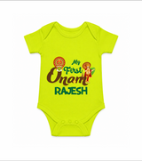 My First Onam Kathakali & King Mahabali Romper - LIME GREEN - New Born (Chest 14")