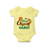 My First Onam Kathakali & King Mahabali Romper - PASTEL YELLOW - New Born (Chest 14")