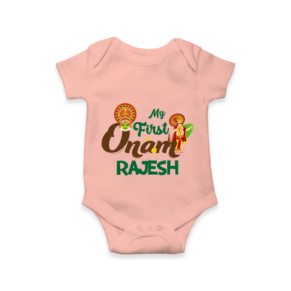 My First Onam Kathakali & King Mahabali Romper - PEACH - New Born (Chest 14")