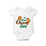 My First Onam Baby Romper / Onesie | Customizable Romper / Onesie for Onam Celebrations - WHITE - New Born (Chest 14")
