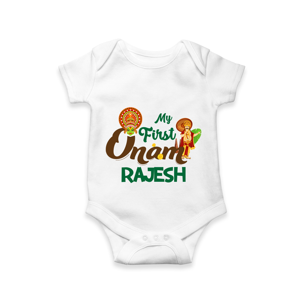 My First Onam Kathakali & King Mahabali Romper - WHITE - New Born (Chest 14")
