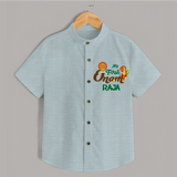 My First Onam Baby Shirt | Customizable Shirt for Onam Celebrations - ARCTIC BLUE - 0 - 6 Months Old (Chest 23")