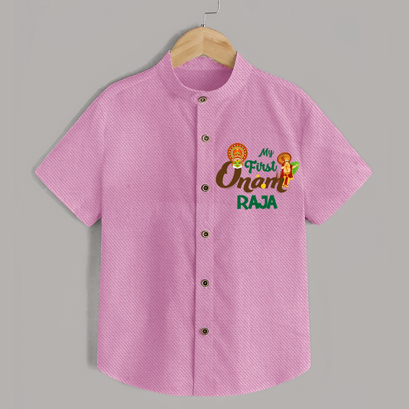 My First Onam Baby Shirt | Customizable Shirt for Onam Celebrations - BABY PINK - 0 - 6 Months Old (Chest 23")