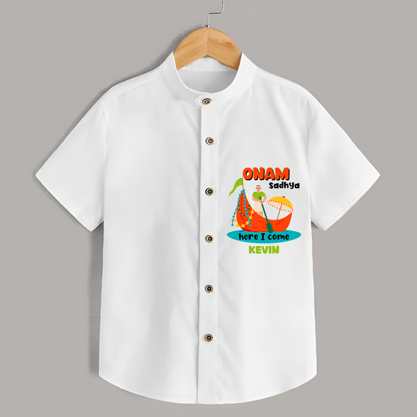 Onam Sadhya Is Here - Customised Shirt for kids - WHITE - 0 - 6 Months Old (Chest 23")