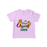 My First Onam Baby T-Shirt | Customizable T-Shirt for Onam Celebrations - LILAC - 0-5 Months Old (Chest 17")