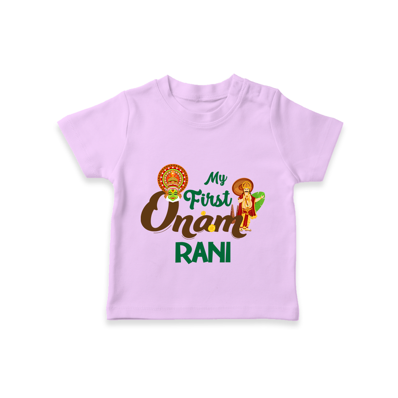 My First Onam Baby T-Shirt | Customizable T-Shirt for Onam Celebrations - LILAC - 0-5 Months Old (Chest 17")