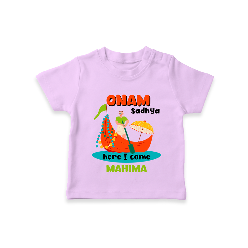 Onam Sadhya Is Here - Customised T-Shirt for kids - LILAC - 0-5Month Old (Chest 17")