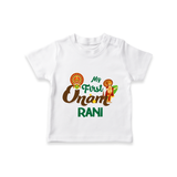 My First Onam Baby T-Shirt | Customizable T-Shirt for Onam Celebrations - WHITE - 0-5 Months Old (Chest 17")