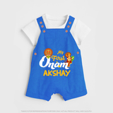 My First Onam Baby Dungaree Set | Customizable Dungaree Set for Onam Celebrations - COBALT BLUE - 0 - 5 Months Old (Chest 18")