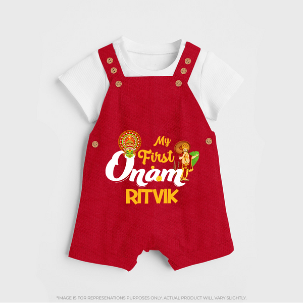 My First Onam Kathakali & King Mahabali Dungaree - RED - 0 - 5 Months Old (Chest 18")
