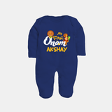 My First Onam Baby Sleep Suit | Customizable Sleep Suit for Onam Celebrations - NAVY BLUE - New Born (Chest 7.5")