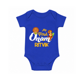 My First Onam Kathakali & King Mahabali Romper - COBALT BLUE - New Born (Chest 14")