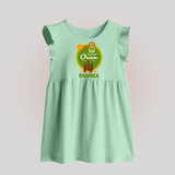 My First Onam Kerala Heritage Emblem Baby Frock - MINT GREEN - 0 - 3 Months Old (Chest 17")