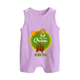My First Onam Romper Suit / Sleeveless Romper for Baby | Personalized Baby Romper Suit / Sleeveless Romper for Onam Festivities - LILAC - 0 - 5 Months Old (Chest 18")
