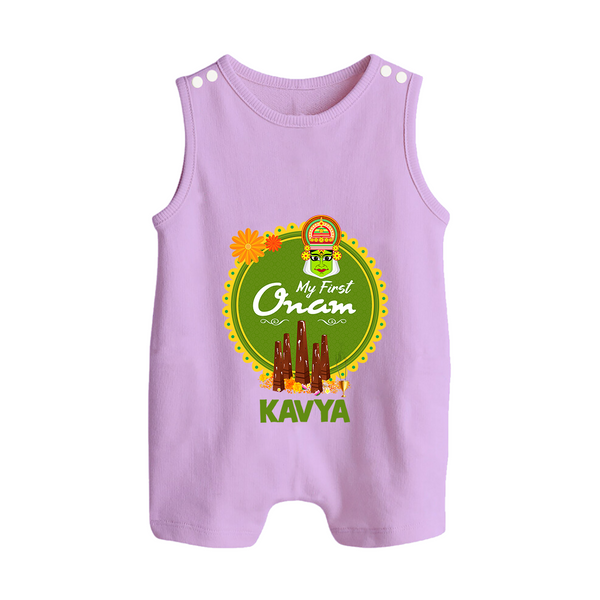 My First Onam Romper Suit / Sleeveless Romper for Baby | Personalized Baby Romper Suit / Sleeveless Romper for Onam Festivities - LILAC - 0 - 5 Months Old (Chest 18")