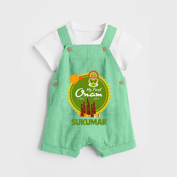My First Onam Kerala Heritage Emblem Dungaree - GREEN - 0 - 5 Months Old (Chest 18")