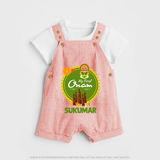 My First Onam Kerala Heritage Emblem Dungaree - PEACH - 0 - 5 Months Old (Chest 18")