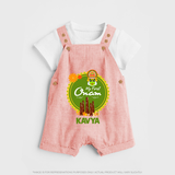 My First Onam Dungaree Set for Baby | Personalized Baby Dungaree Set for Onam Festivities - PEACH - 0 - 5 Months Old (Chest 18")